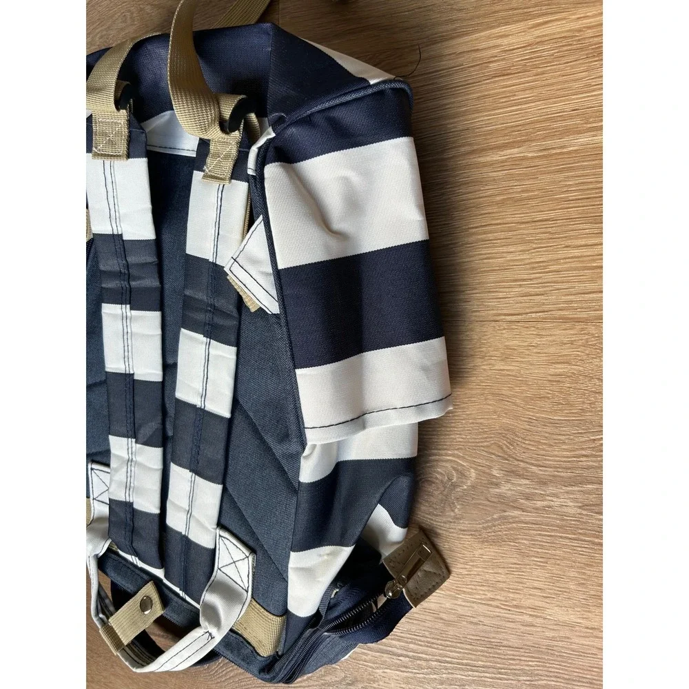 Moda West Striped Backpack Navy Blue White Doctor Bag Style NWT STYLE#4405